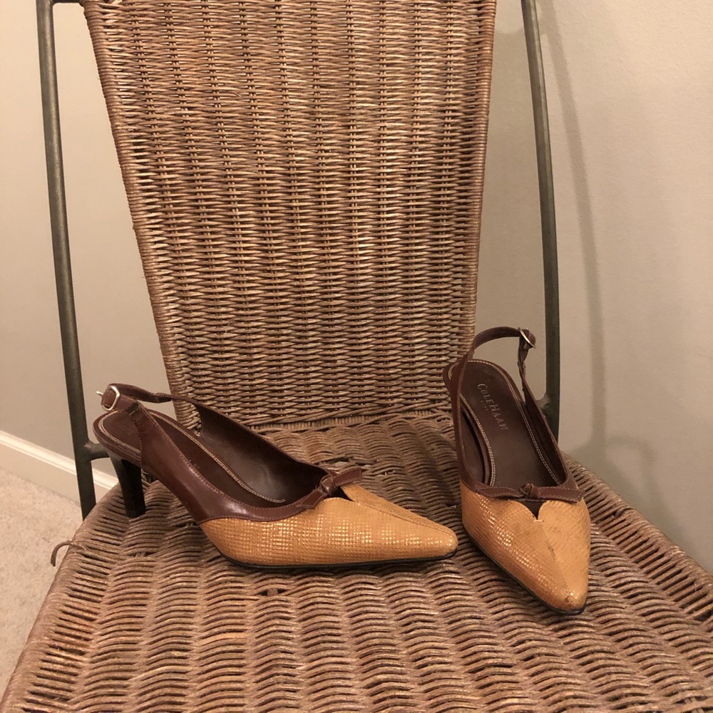 Cole Haan Brown Leather Slingback Pumps